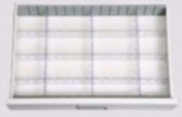 Skuff med skillevegger 3x3 til akutt/anestesitralle