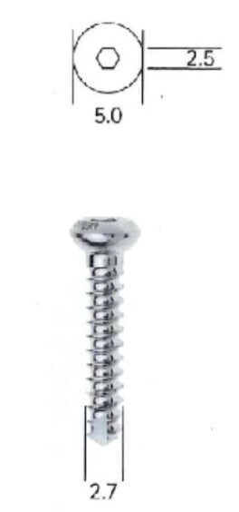 Cortical skrue 2,7x8mm, LB128S/VB533S