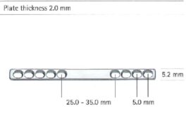 DCP plate ekstra lang, f/2,0mm skruer, 12hull, 112mm, LN974S