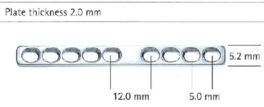 Mini DCP plate for 1,5mm-2,0mm skruer, 12hull, 67mm, LN942S