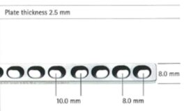 Plate for 2,7mm skruer, 5hull, 44mm, VN195S